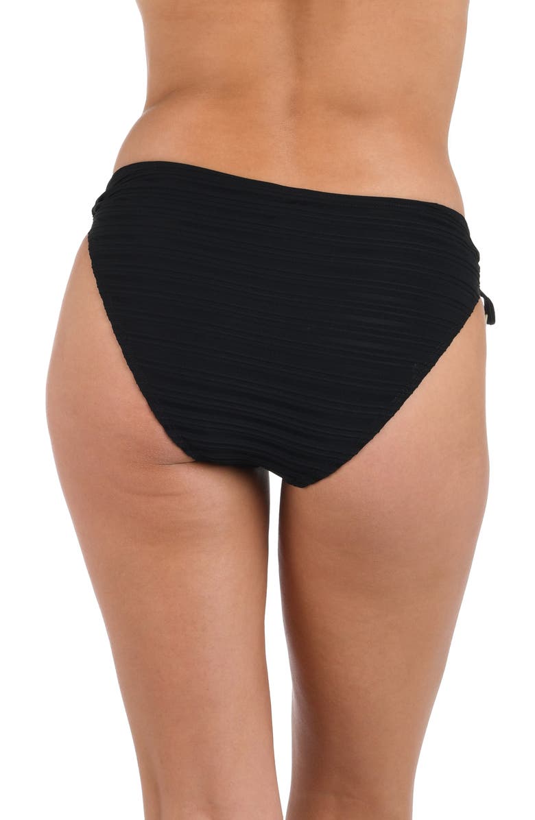 La Blanca Fluid Lines Adjustable Loop Hipster Bikini Bottoms, Alternate, color, Black