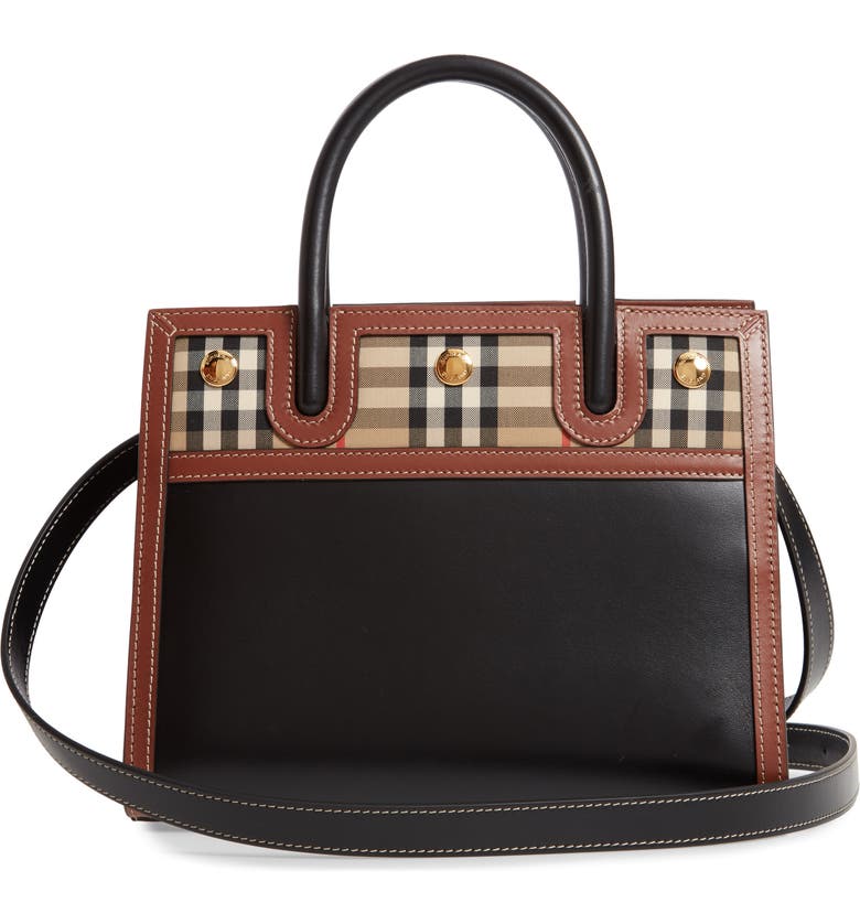 Mini Title Leather & Vintage Check Two-Handle Bag