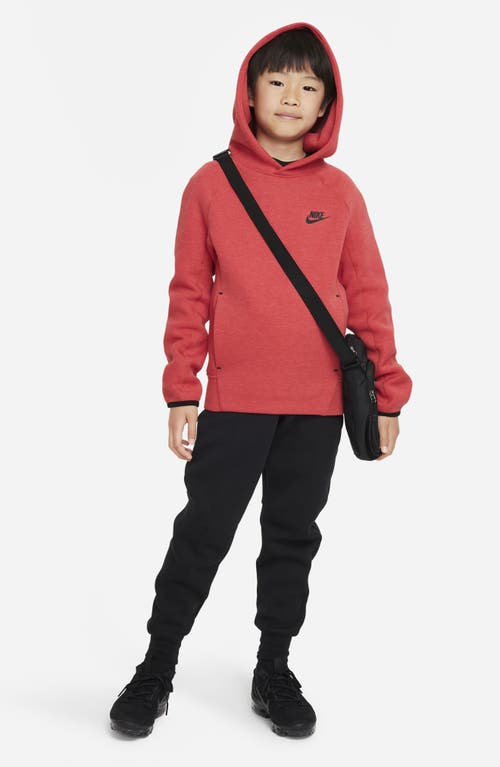 Shop Nike Kids' Sportswear Tech Fleece Pullover Hoodie In University Red Heather/black