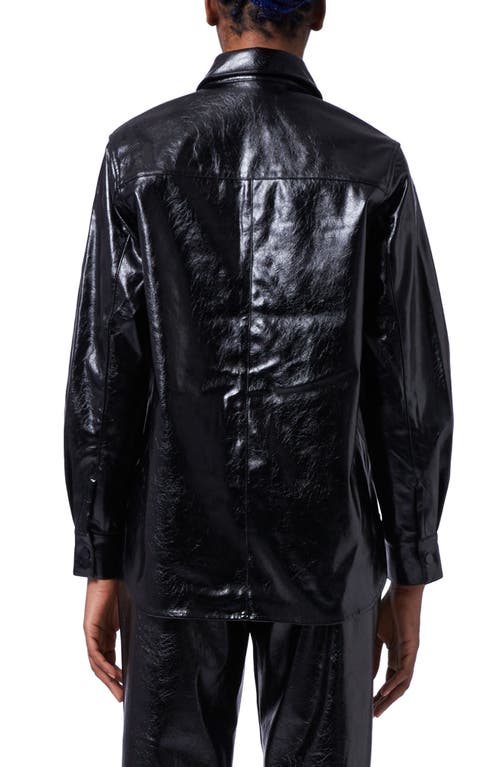 Shop French Connection Emmett Faux Leather Shacket In Blackout