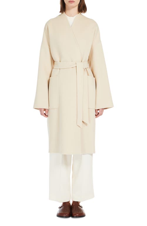 Shop Max Mara Eris Virgin Wool Wrap Coat In Sand