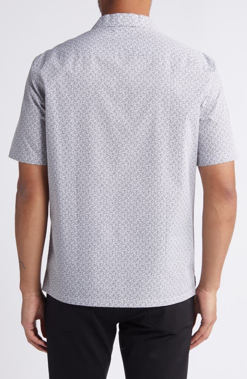 Shop Theory Daze Geo Shell Camp Shirt In White/black Multi