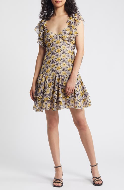 Topshop Floral Ruffle Chiffon Sundress Purple Multi at Nordstrom, Us