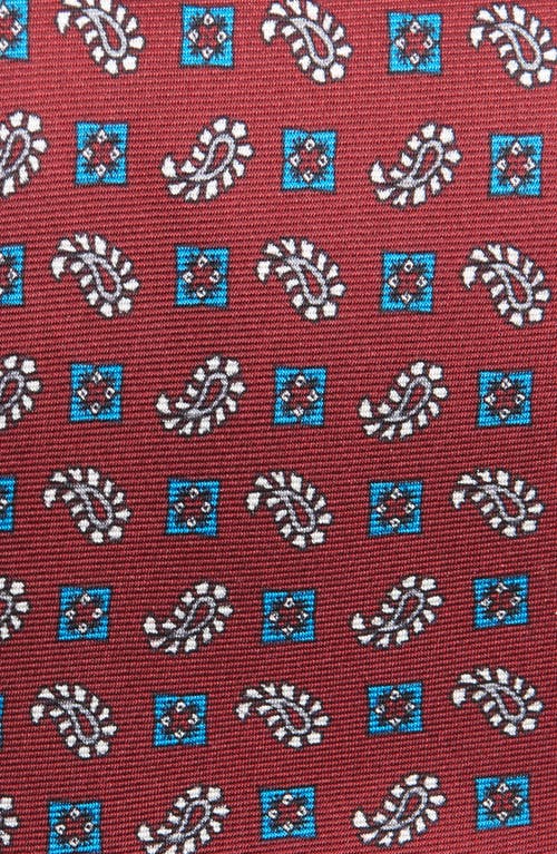 Clifton Wilson Paisley & Medallion Silk Tie In Burgundy