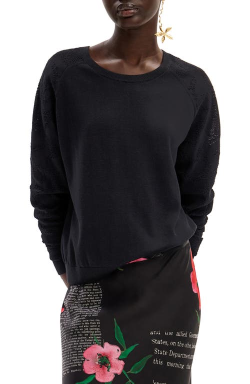 Jers Nicole Floral Sleeve Sweatshirt in Black