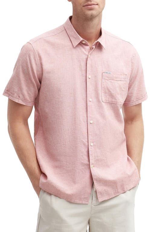 Barbour Nelson Linen & Cotton Button-Up Shirt Pink Clay at Nordstrom,