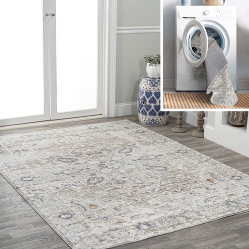 Jonathan Y Shaii Global Medallion Low-pile Machine-washable Area Rug In Light Gray/brown