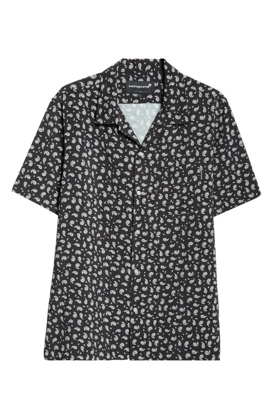 Noon Goons Sadie Hawkins Relaxed Fit Paisley Short Sleeve Button-up Shirt In Navy/ Off White
