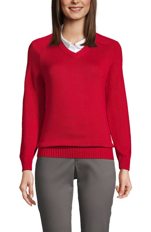 Lands' End School Uniform Young Cotton Modal V-neck Sweater In Red