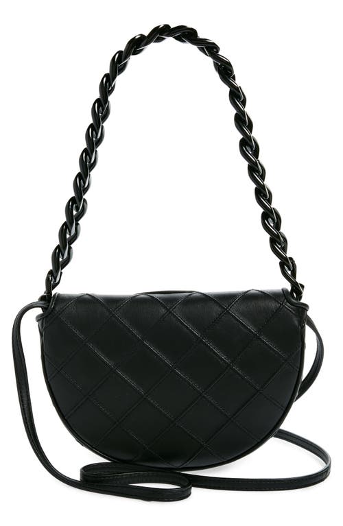 Tory Burch Mini Fleming Soft Crescent Shoulder Bag In Black