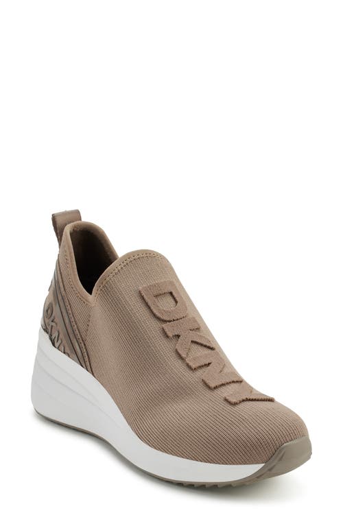 Shop Dkny Keeva Wedge Knit Sneaker In Ash