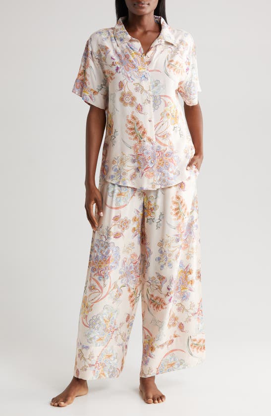 Shop Papinelle Coco Floral Pajamas In Cream