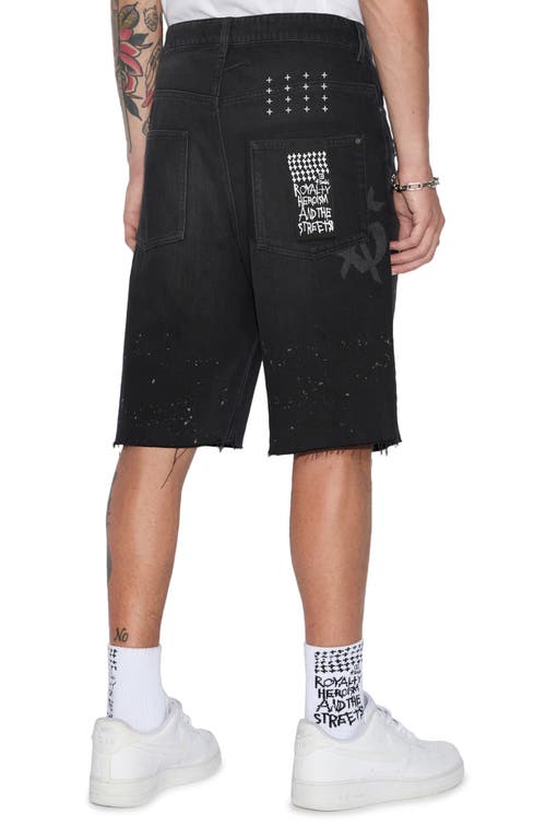 Shop Ksubi Maxx Wide Leg Cutoff Denim Shorts In Black