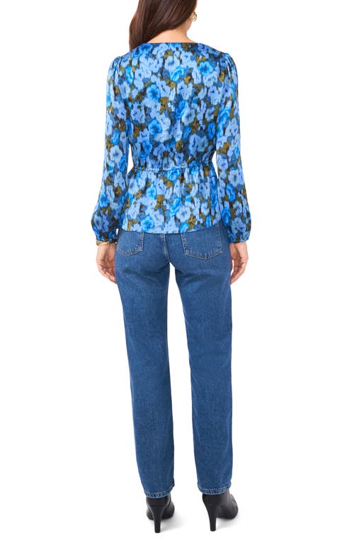 Shop Vince Camuto Print Button-up Top In Royal Azure