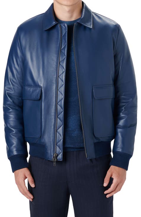 hamburger Væsen Landbrug Men's Blue Leather & Faux Leather Jackets | Nordstrom