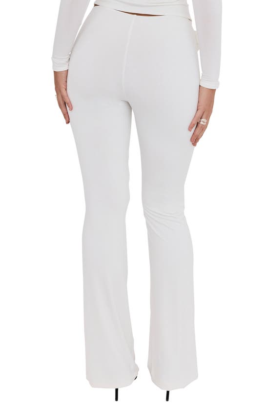 Shop Mistress Rocks Floral Embellished Jersey Flare Pants In Ivory