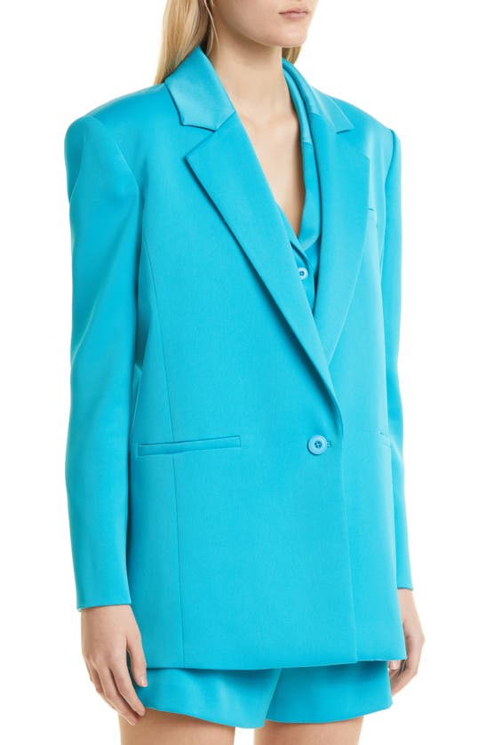 Alice And Olivia Shan Strong Shoulder Blazer In Ocean Floor | ModeSens