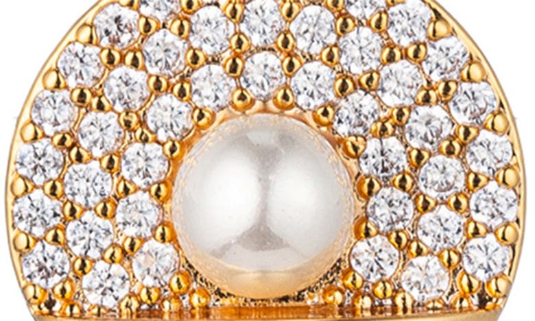 Eye Candy Los Angeles Aurora Cz & Glass Pearl Earrings In Gold