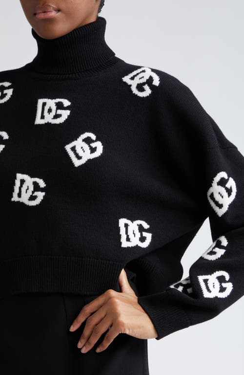 Dolce & Gabbana Intarsia-knit Logo Virgin Wool Jumper In Nero/bianco
