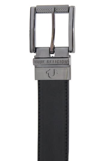True Religion Brand Jeans Reversible Lumin Air Belt In Black/brown
