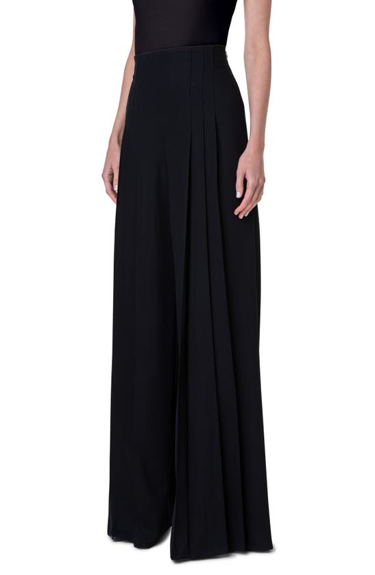 Akris Miyuki Pleated Wide-leg Trousers In Black