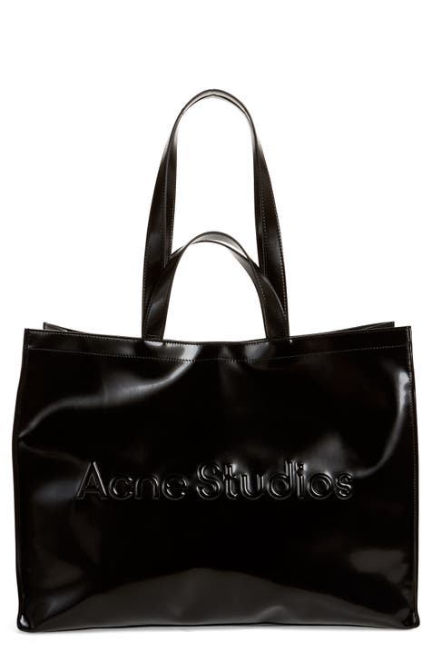 Black Logo-embossed rubber tote bag, Acne Studios