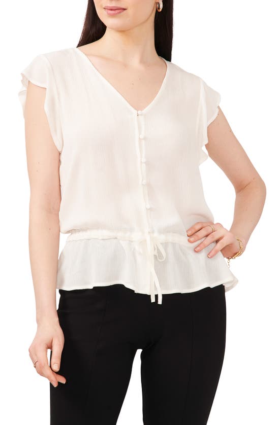 Chaus Flutter Sleeve Button-up Blouse In White