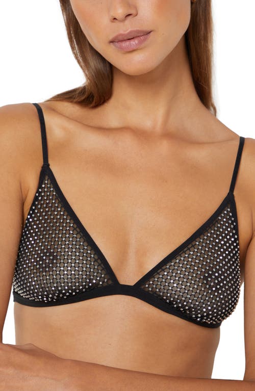 Etam Divine Rhinestone Unlined Bralette in Black at Nordstrom, Size Large