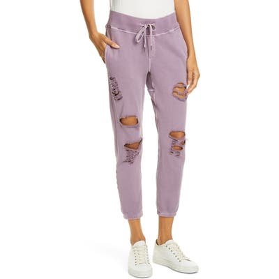 Nsf Clothing Sayde Distressed Slouchy Sweatpants, Purple