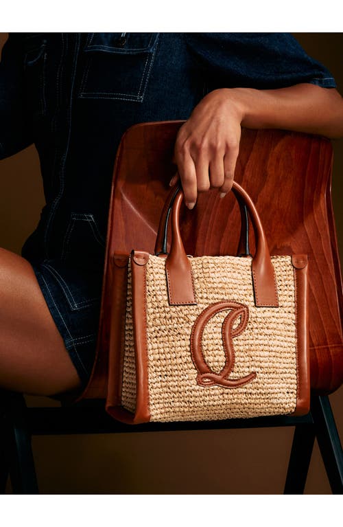 Shop Christian Louboutin Mini By My Side Raffia Tote In Natural/cuoio/cuoio