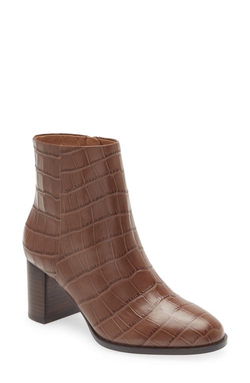 Madewell The Mira Side Seam Croc Embossed Bootie Forage at Nordstrom,