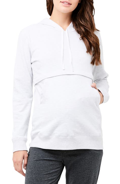 Grey Cotton Blend Maternity & Nursing Sweatshirt