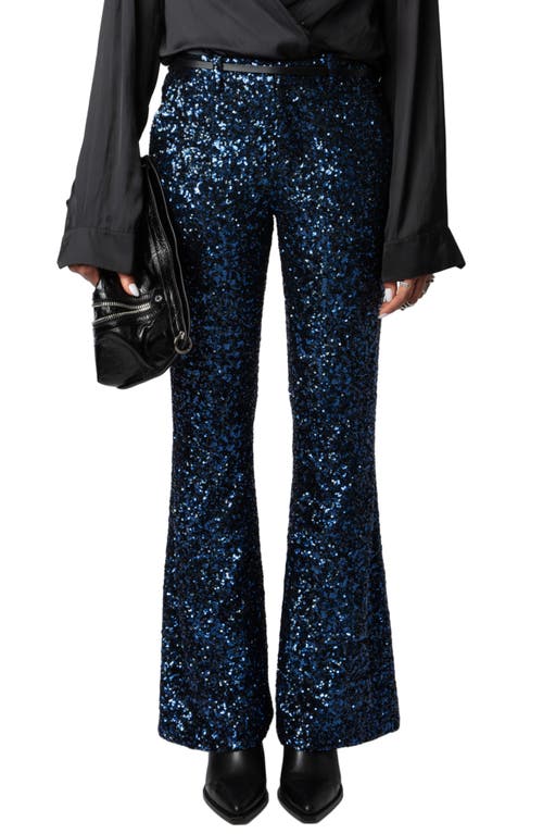 Zadig & Voltaire Prevy Sequin Flare Pants in Encre 