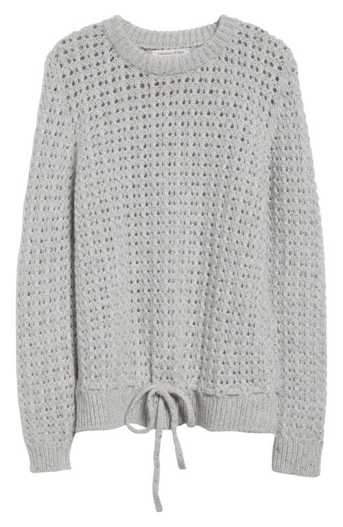 Johnstons Of Elgin Open Knit Donegal Cashmere Sweater In Pale Grey Donegal