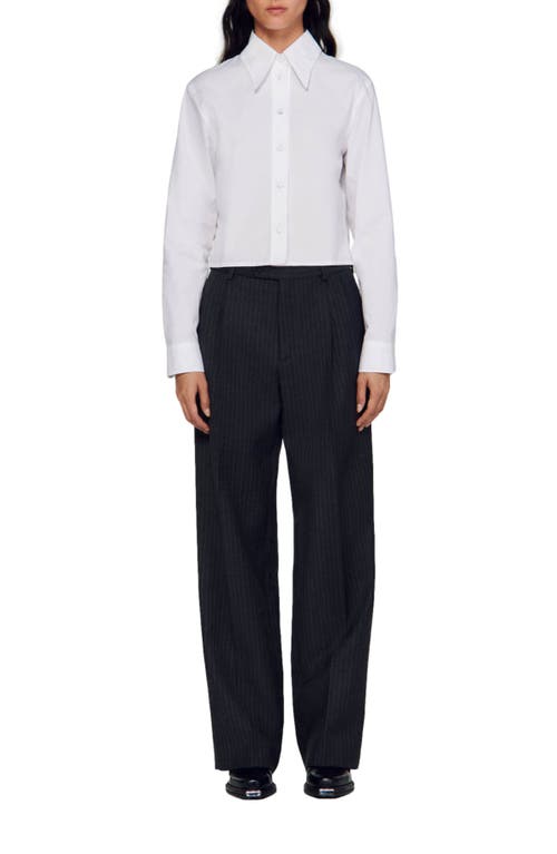 Shop Sandro Wool Trousers In Grey