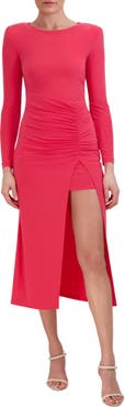 BCBGMAXAZRIA Ruched Long Sleeve Midi Dress Nordstrom