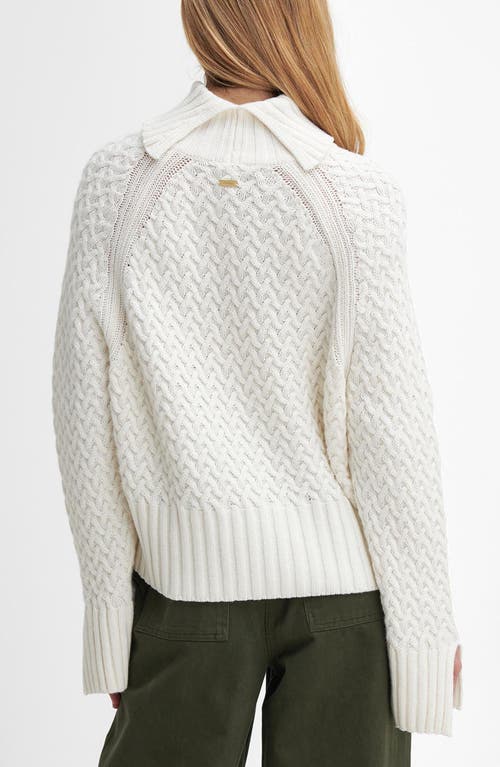 Shop Barbour Malton Basket Texture Turtleneck Sweater In Ecru Beige