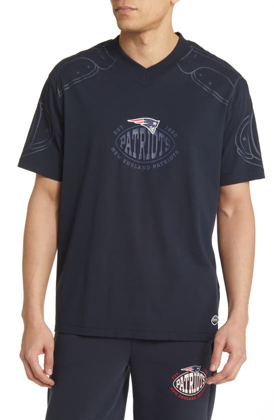 Shop Hugo Boss Boss X Nfl Tackle Graphic T-shirt In New England Patriots Dark Blue