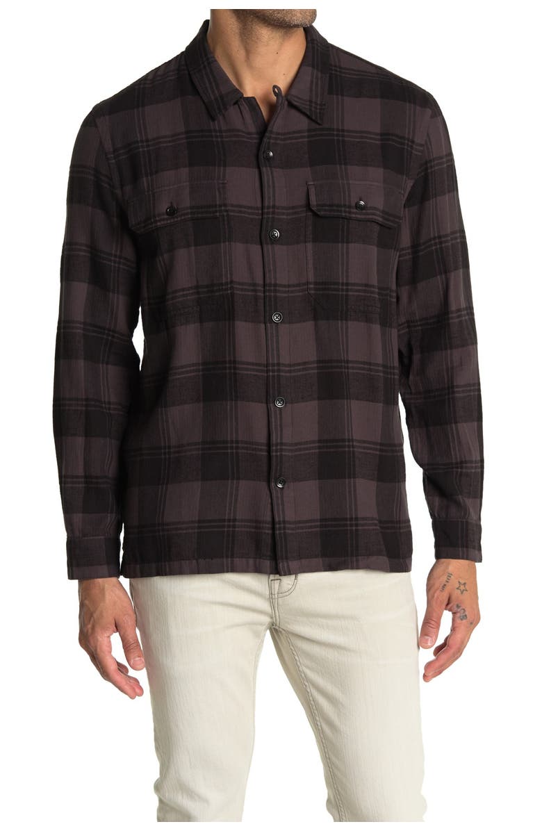BLDWN Genoa Plaid Print Long Sleeve Shirt, Main, color, BLCK