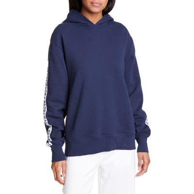 Tory Sport Logo Tape French Terry Hoodie, Blue
