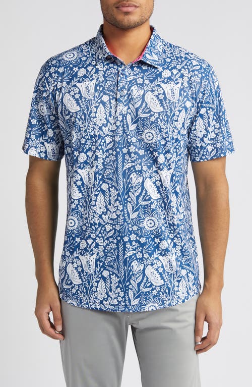 Swannies Trey Floral Golf Polo Navy at Nordstrom,