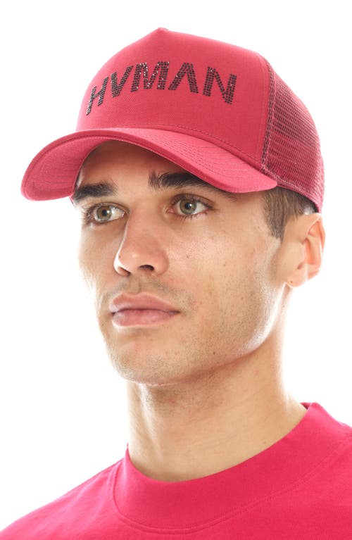 Hvman Logo Trucker Hat In Red