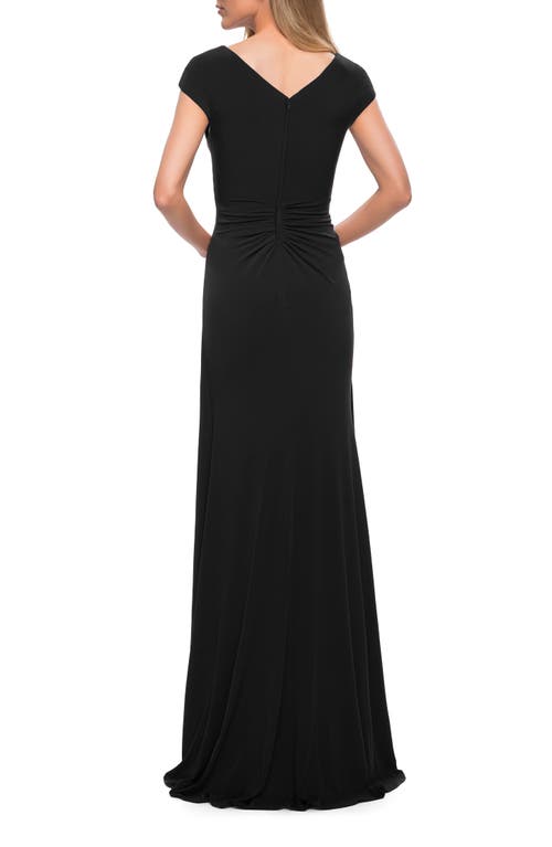 La Femme Knot At Waist Jersey Dress In Black