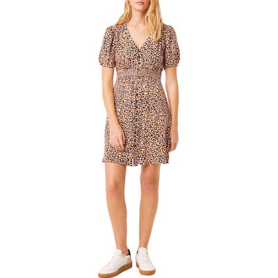 French Connection Cade Button Front Minidress, Orange