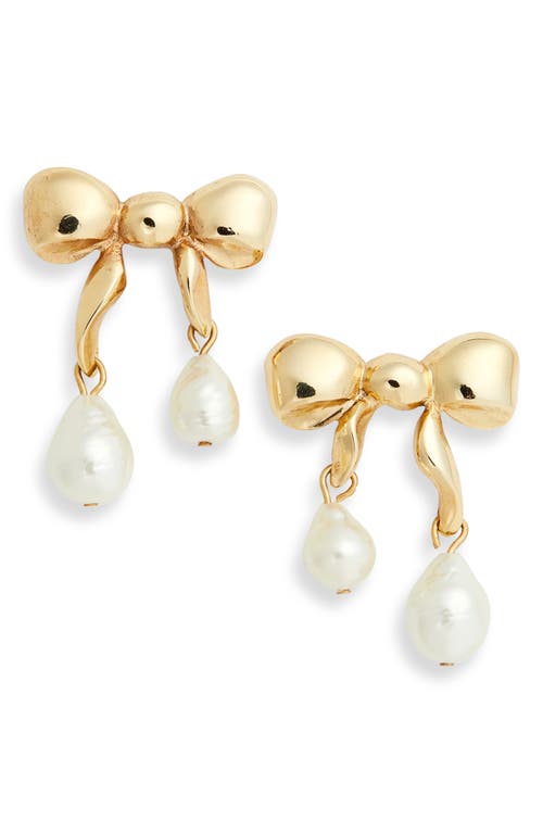 Shop Oscar De La Renta Bow Drop Earrings In Gold