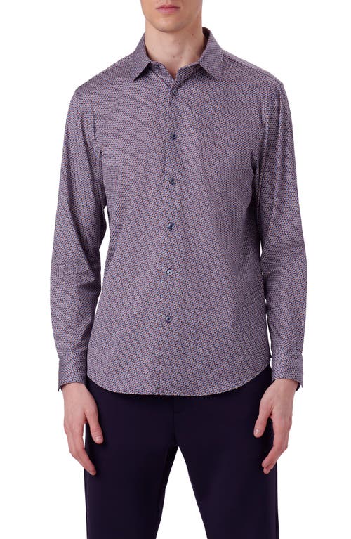 Shop Bugatchi James Ooohcotton® Coin Dot Print Button-up Shirt In Purple/burgundy