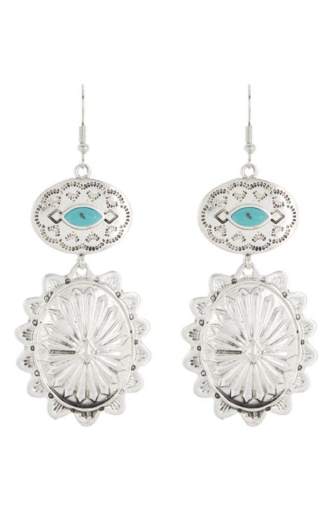 Imitation Turquoise Double Drop Earrings