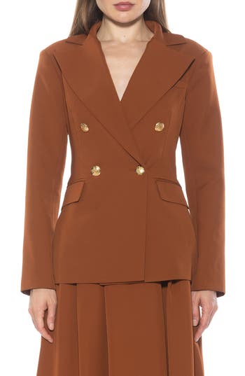 Alexia Admor Double Breasted Jacket In Brown