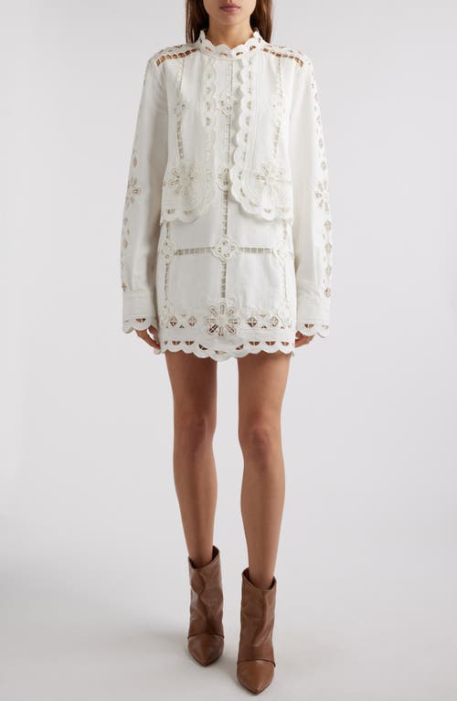 Shop Isabel Marant Praline Eyelet Embroidered Long Sleeve Cotton Dress In White