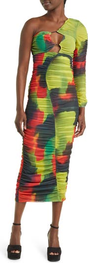 Topshop One Shoulder Mesh Midi Dress Nordstrom